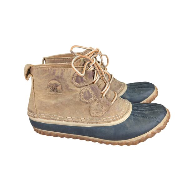 Sorel Out N About Leather Snow Boots NL2133-286 Leather Duck Waterproof Womens 7 - Picture 1 of 8